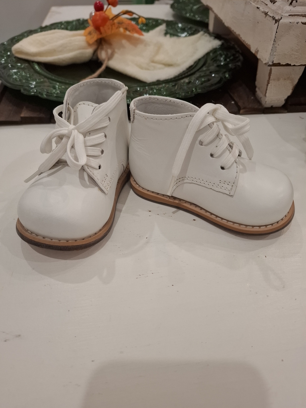 Josmo White Kids Lace-Up Leather Boots